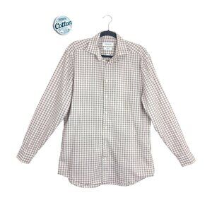 Collection Michael Strahan Men’s Shirt 16 34/35 Stretch Check Long Sleeve Cotton